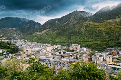 Preview: Andorra, Principality Of The Valleys Of Andorra. Top View Of Cit