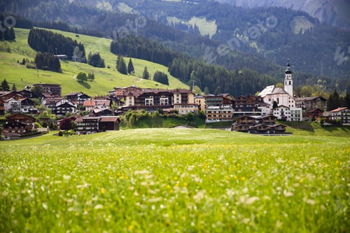 Preview: Alpine village Lermoos in spring, Austria