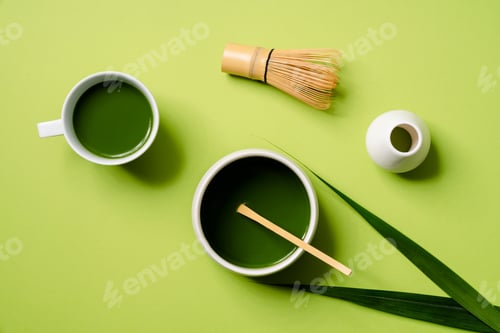 Preview: The set for cooking matcha standing in the green studio