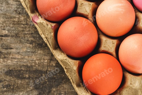 Preview: Traditional Christian eastertime, painted eggs in egg box