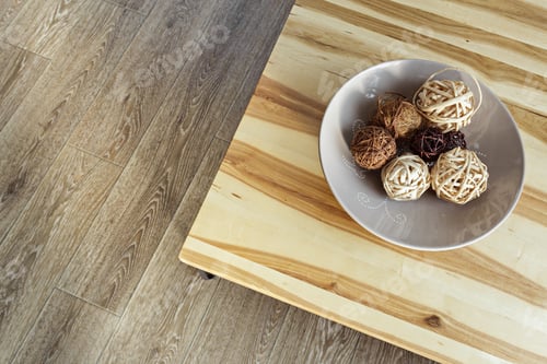 Preview: modern wooden table in the loft interior