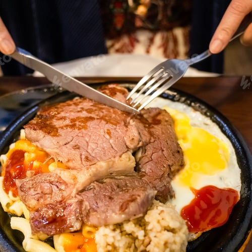 Preview: Sirloin Steak On Plate In A Restaurant