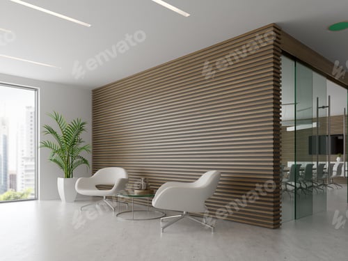 Preview: Interior of reception and meeting room 3D illustration