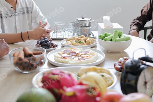 Preview: Iftar or Suhoor Food Served on The Dining Table During Ramadan