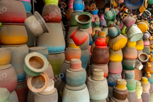 Preview: Close up of clay pots being on the showcase