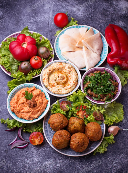 Preview: Selection of Middle eastern or Arabic dishes.