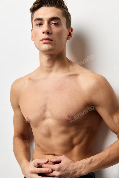 Preview: male topless muscular abs attractive look glamor model