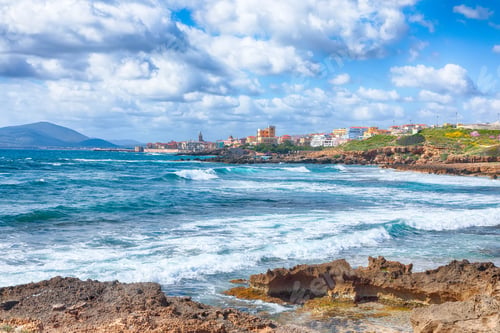 Preview: Unbelivable spring cityscape of Alghero town at morning.