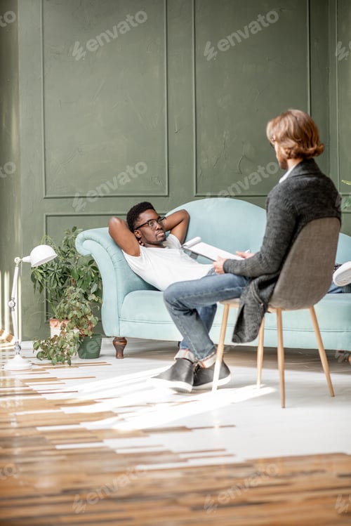 Preview: Man during a psychological session with psychologist