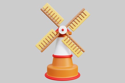 Preview: Conical-Topped Windmill with Vibrant Colors