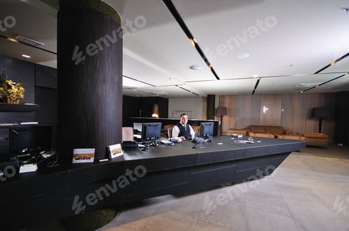 Preview: Reception Service Man Hotel Indoor Smile Travel