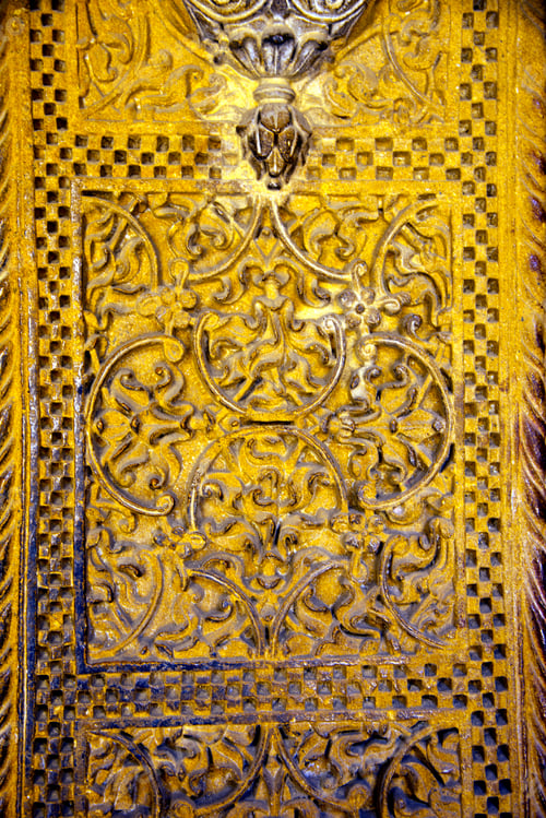 Preview: Old wooden doors of street houses in old town, Jaisalmer, India.