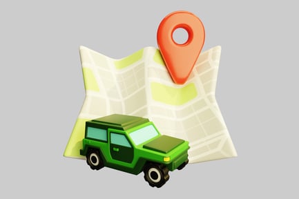 Preview: Adventure car with map and pointer