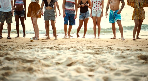 Preview: Group of diverse friends at the beach together