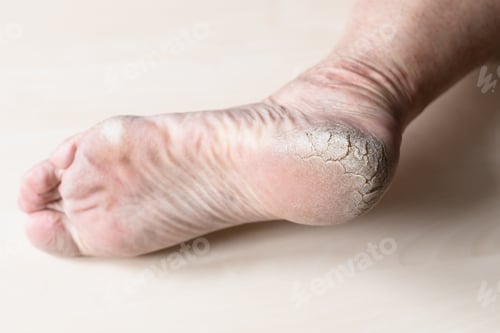Preview: rough cracked skin on heel of male foot