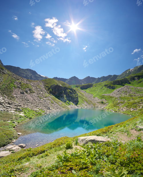 Preview: Dukka lake mountain landscape.