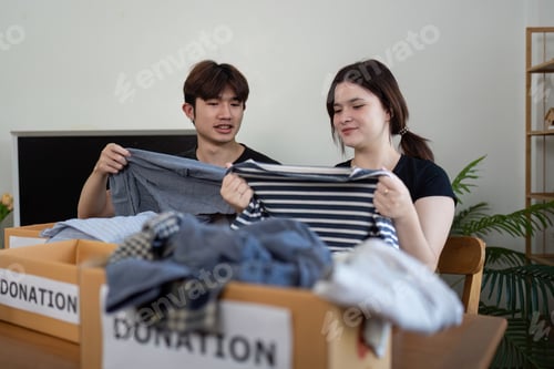 Preview: Community Volunteers Reviewing Donations for Charitable Efforts
