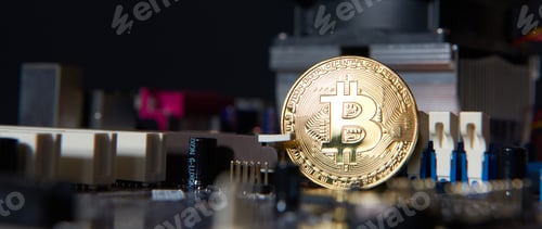 Preview: Gold Bitcoin electronic computer processor board