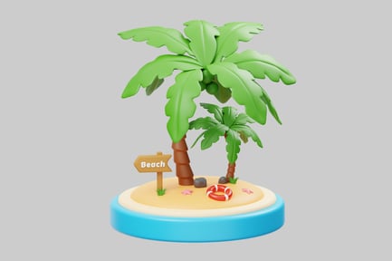 Preview: Cartoon beach island palms scene