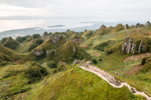 Preview: Drone view of Osmena Peak Cebu The Philippines viewpoint on the ocean