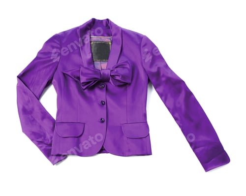 Preview: Purple satin blazer with bow tie and crystal buttons