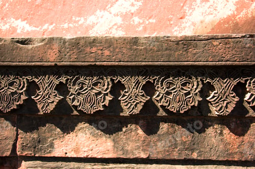 Preview: Geometrical pattern and decorative detail of Red Fort. Agra, UNESCO World heritage site.