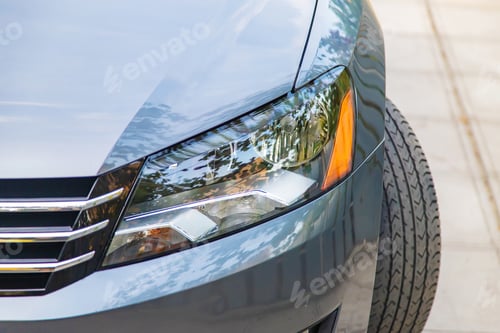 Preview: Headlight from a car close-up. Selective focus.