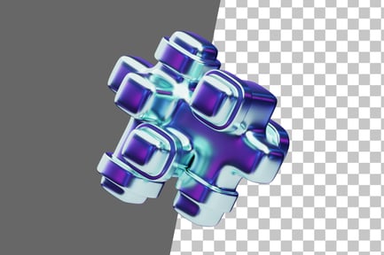 Preview: Chromatic Abstract Blue Metallic Cluster 3D Icon