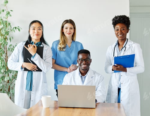 Preview: doctor hospital medical health medicine teamwork clinic healthcare laptop computer care team black