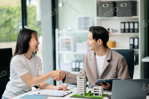Preview: Real estate broker agent presenting and consult to customer to decision making sign insurance form