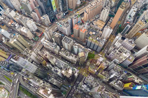 Preview: Causeway Bay,Hong Kong 07 May 2019: Top view of Hong Kong city