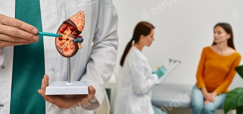 Preview: Urology and treatment of kidney disease. Doctor analyzing of patient kidneys health using kidney