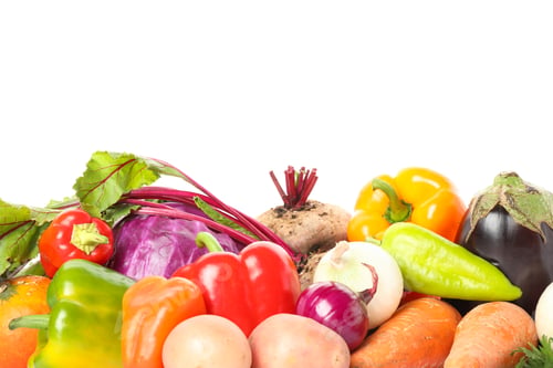 Preview: Composition with ripe vegetables isolated. Good harvest