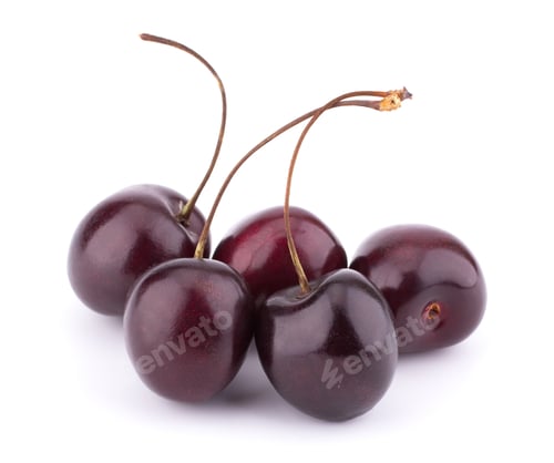 Preview: Sweet fresh cherry isolated on white background closeup