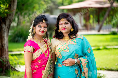 Preview: Beautiful happy indian women at outdoor