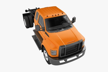 Preview: Generic Long Cab Chassis Truck, Orange
