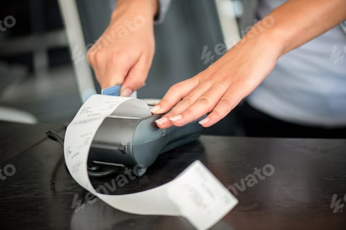 Preview: Hands Operating Pos Terminal With Magnetic Card