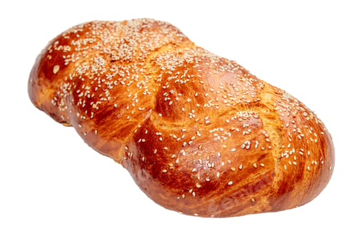 Preview: Easter bread greek tsoureki braid isolated on white. Sweet brioche