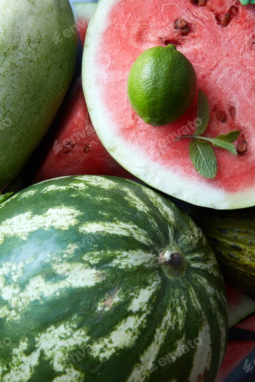 Preview: Close-up of fresh slices red watermelon