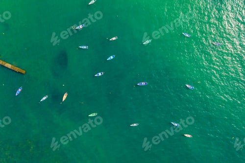 Preview: Aerial shot of boats floating on water