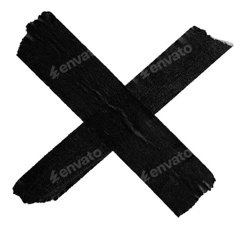 Preview: Grunge X symbol made of black masking tape isolated on white background