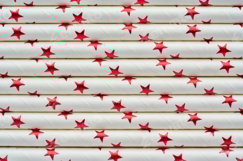 Preview: Star Decorated Straws, Red Stars on White
