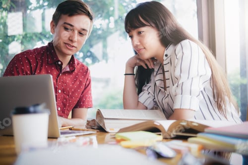 Preview: Young students campus helps friend catching up and learning