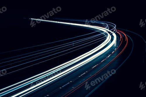 Preview: lights of cars driving at night. long exposure