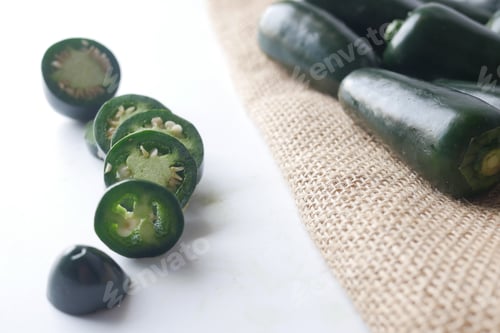 Preview: slice of Jalapeno peppers on white background