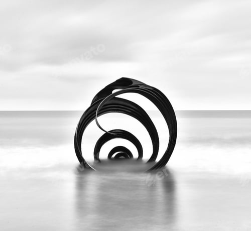 Preview: Modern art installation Mary's shell on the beach at Cleveleys shot in England