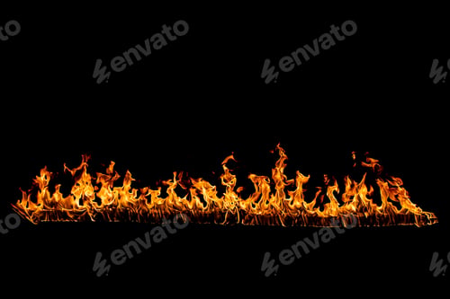 Preview: Blazing flames on black background