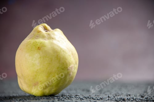 Preview: front view fresh quince mellow and sour fruit on a dark background ripe fetus fresh plant tree sour