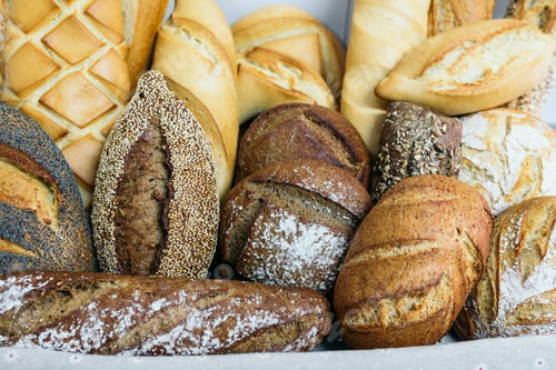 Preview: Many mixed breads and rolls.
