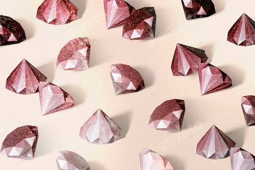 Preview: Red paper craft diamond patterned background